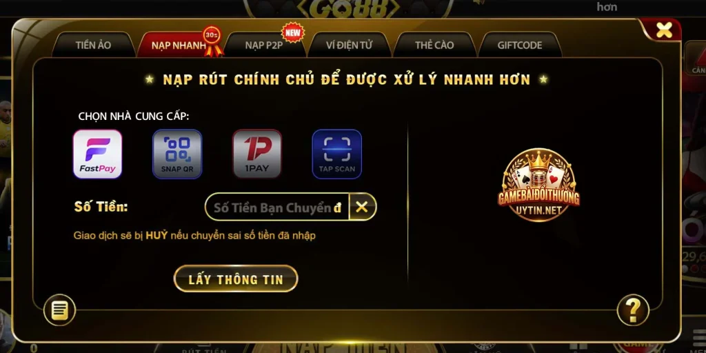 Có nhiều phương thức nạp - rút được giới thiệu