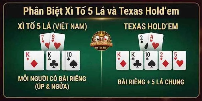 Phân biệt Xì Tố và Texas Hold'em